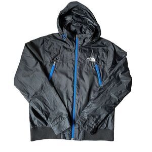 The North Face Men’s Windbreaker Jacket size M Full Zip Black Pack Away Hood